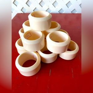 Audrey Set of  12 Ivory Plastic Napkin Rings Vintage